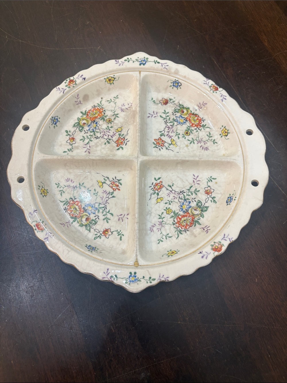 Japan Floral Divided Ceramic Serving Platter
